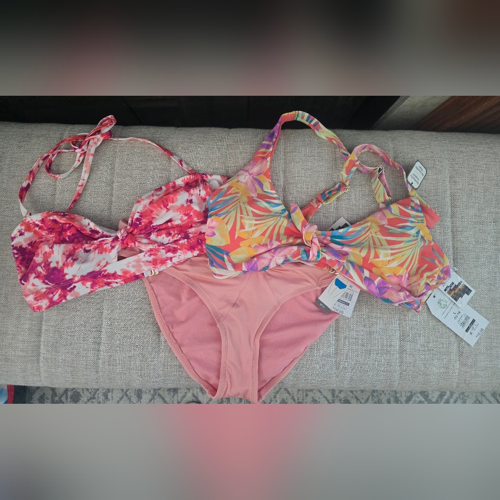 NEW Pink Bikini Bundle Two Top Set Size Large